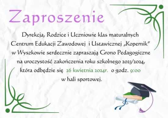 Uroczyste zakończenie klas maturalnych