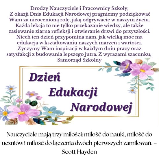 Życzenia od Samorządu Uczniowskiego